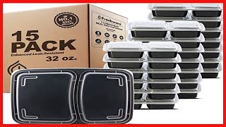 Freshware Meal Prep Containers 15 Pack 2 Compartment with Lids, Food Storage Containers, Bento Box