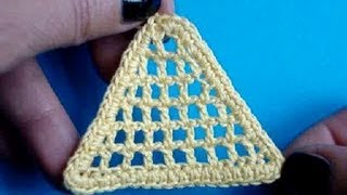 картинка: Вязание крючком Урок 211 Треугольник филе Triangle crochet motif