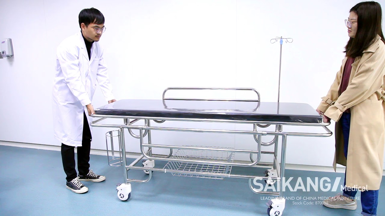 SKB037(A) Metal Frame Patient Transport Trolley