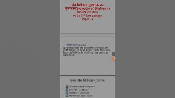 Evaluation - of Biodiversity ndices# m.sc zoology 3rd sem paper 2