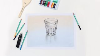 How to draw glass with colour pencils