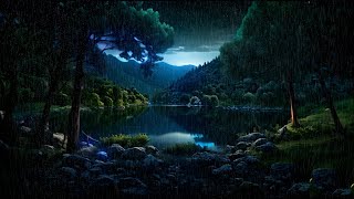 Reflecting Raindrops | Evening's Harmony At The Forest Lake | Ethereal Rainfall | White Noise | ASMR