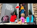 Leaving Our Kids ALONE At Their Grandparents Doorstep!