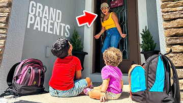 Leaving Our Kids ALONE At Their Grandparents Doorstep!