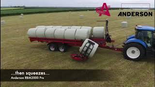 RBMPRO2000 wrapped silage bale mover at work in UK - June 2019
