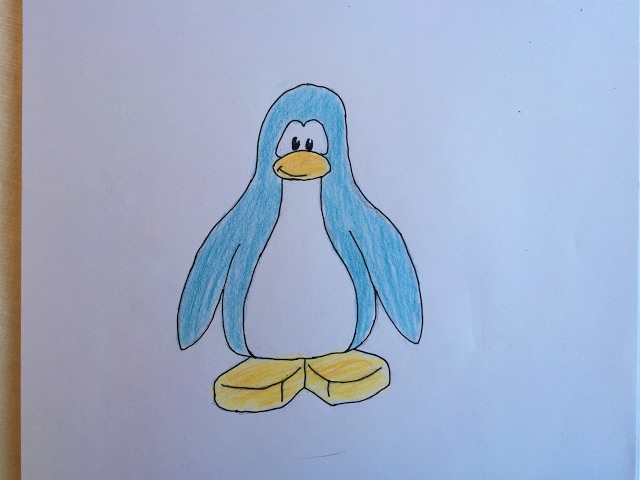 How to Draw Blue Penguin Bambadee from Club Penguin with Easy Steps Leson -  How to Draw Step by Step Drawing Tutorials