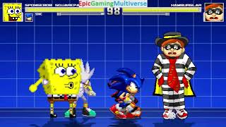 SpongeBob SquarePants And Sonic The Hedgehog Characters VS Hamburglar In A MUGEN Match / Battle