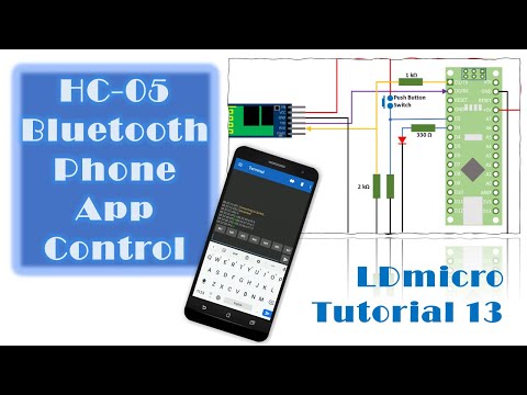 LDmicro 13:  HC-05 Bluetooth Phone App Control (Microcontroller PLC Ladder Programming with LDmicro)