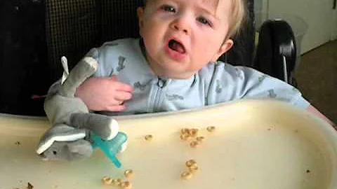 Samuel Gilgan eats cheerios