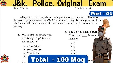 Jk Police constable Original Question Paper  | jkp previous year @sarkaritayyari4616@k19_Vampire