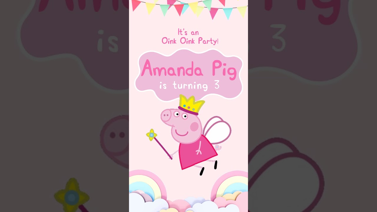 Pink Peppa Pig Birthday Video Invitation - Double Joy Invites