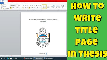 How to Write Title page in Synopsis and Thesis