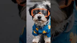 Havanese Dog Braving the Rain in Dog Goggles with Windshield Wipers 🌧😂 | Cute & Funny Dog Moments
