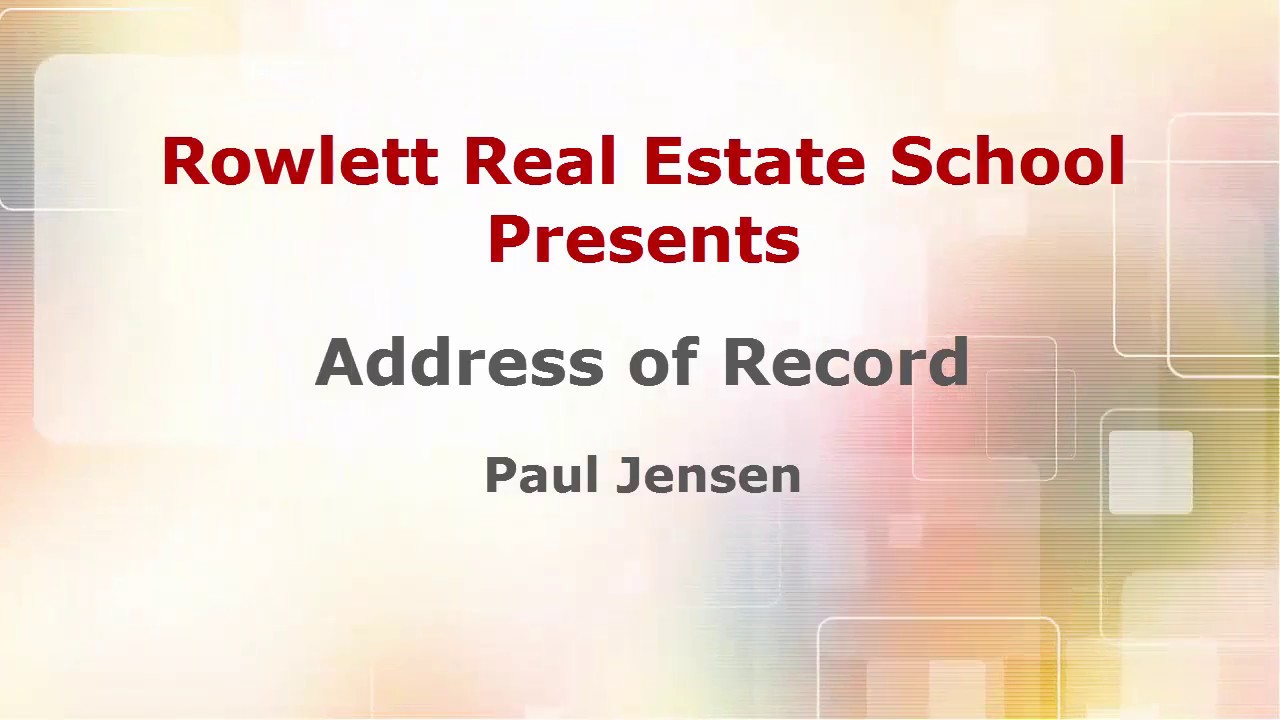 Rowlett Real Estate School Address of Record Florida Real Estate