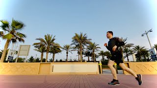 Running around the Palm Jumeirah, Dubai