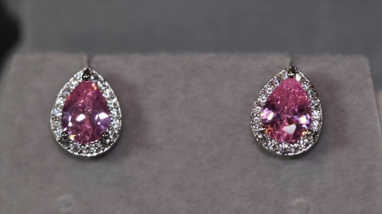 Pink diamond earrings, pink diamond pear ear studs, pear cut diamond ear studs, teardrop ear studs