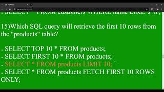 sql mcq questions and answers