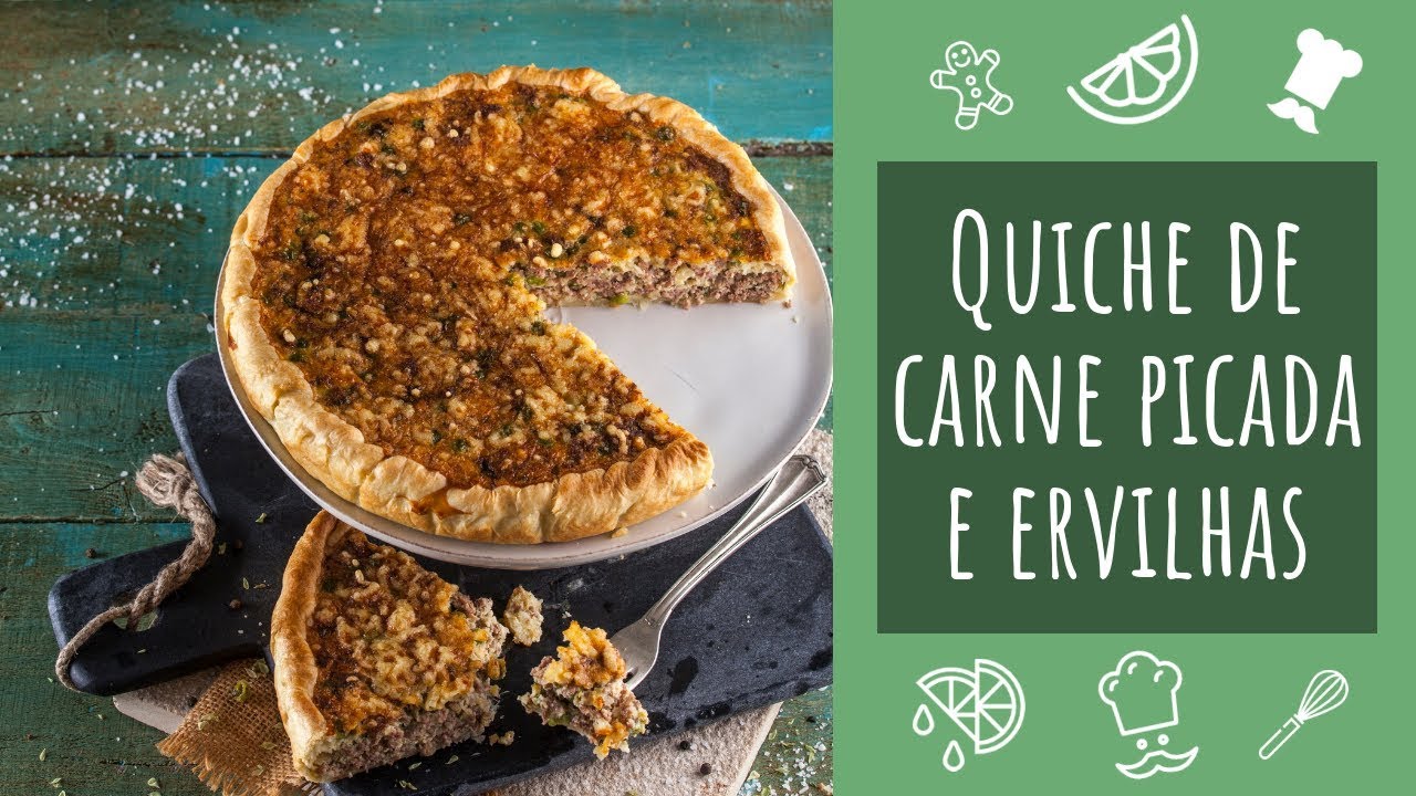 Quiche de carne picada e ervilhas