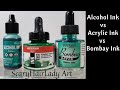 152  Alcohol ink vs Acrylic Ink vs Bombay ink Comparison, Reaction with Alcohol & Water & Blanco