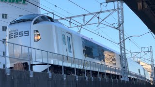 【ジョイント音最高!】E259系クラNe021編成が大崎駅を通過するシーン(2024.12.9.14:59)