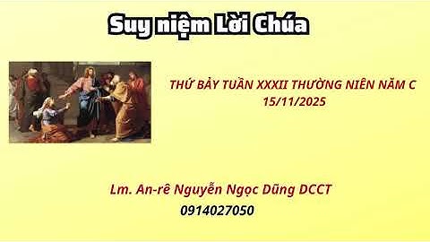 Suy niệm Lời CHúa thứ bảy tuần XXXII thường niên năm C 15/11/2025 Lm. An-rê Nguyễn Ngọc Dũng DCCT