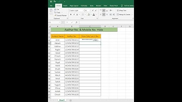 Aadhar Number Hide || Excel Trick || #datadashboard #mexcel #exceltutorial