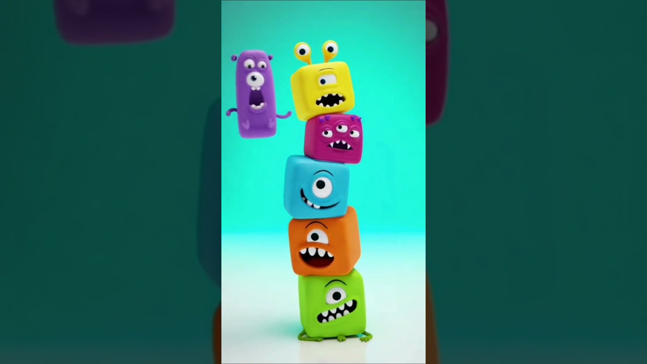 Colorful 3D monster blocks with funny . .. 
