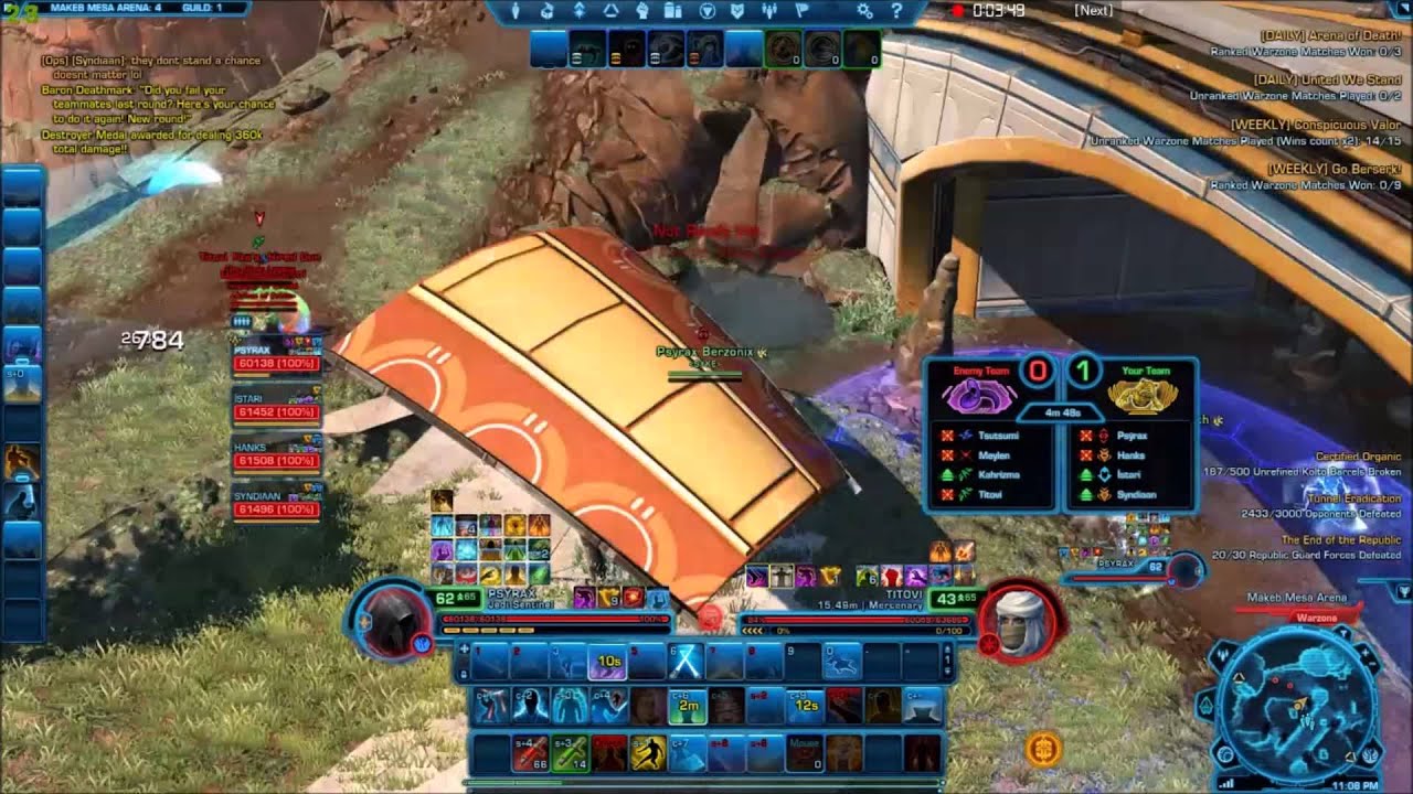 SWTOR Level 62 Combat Sentinel PvP [4.0]