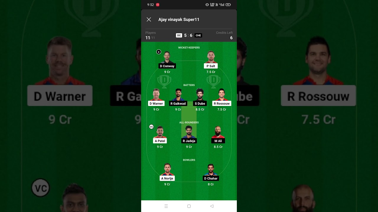 CHE VS DC Dream 11 team prediction