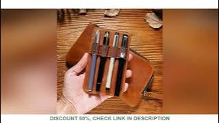 Leather Zipper Pen Case Leather For Men Women Holder Bag Pen Pouch Removable Pen Tray Organizer for