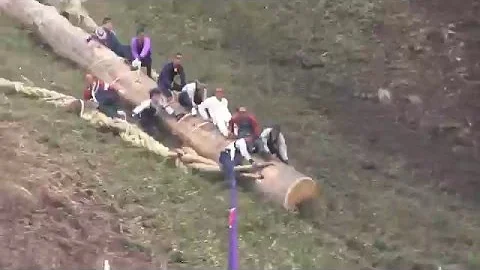 Deadly Japanese Log Riding Festival Clip- Onbashira 2016