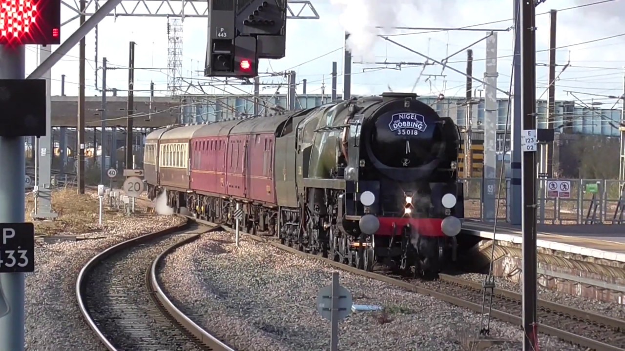 cambridgeshire ramsey 35018 'British India Line' works the 'Nigel Dobbing' railtour at Peterborough, ECML: 17/03/2019