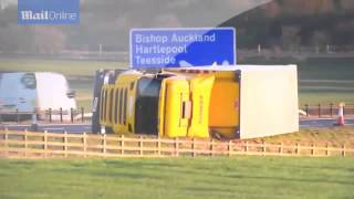 HGV blown over on the A1 as gales sweep across