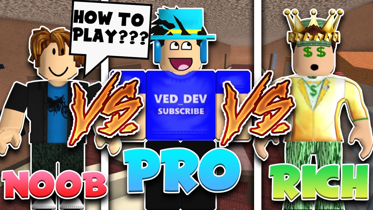 NOOB vs PRO vs ROBUX SPENDER in Murder Mystery 2 (Roblox)