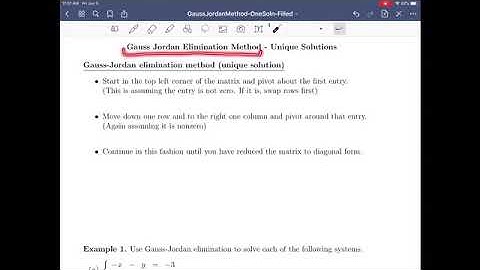 Math 109 — Section 5.1 - Gauss-Jordan Elimination - Unique Solution