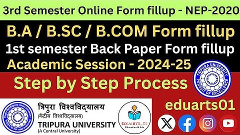 3rd sem. Regular & 1st sem. Back paper Form fillup, NEP-2020 Tipura University,Step by step process