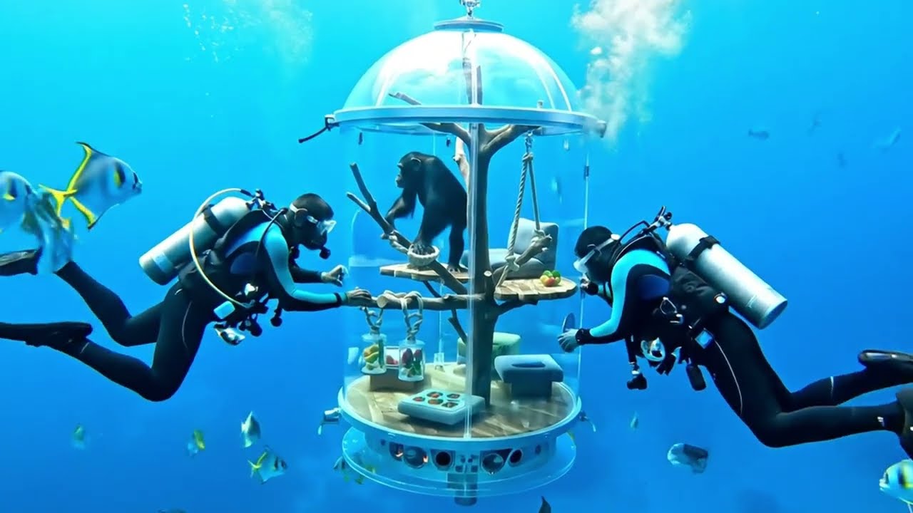 Deep Sea Adventure: Diving with My Chimpanzee in a Capsule Pod (4K Marine Life Encounter!)
