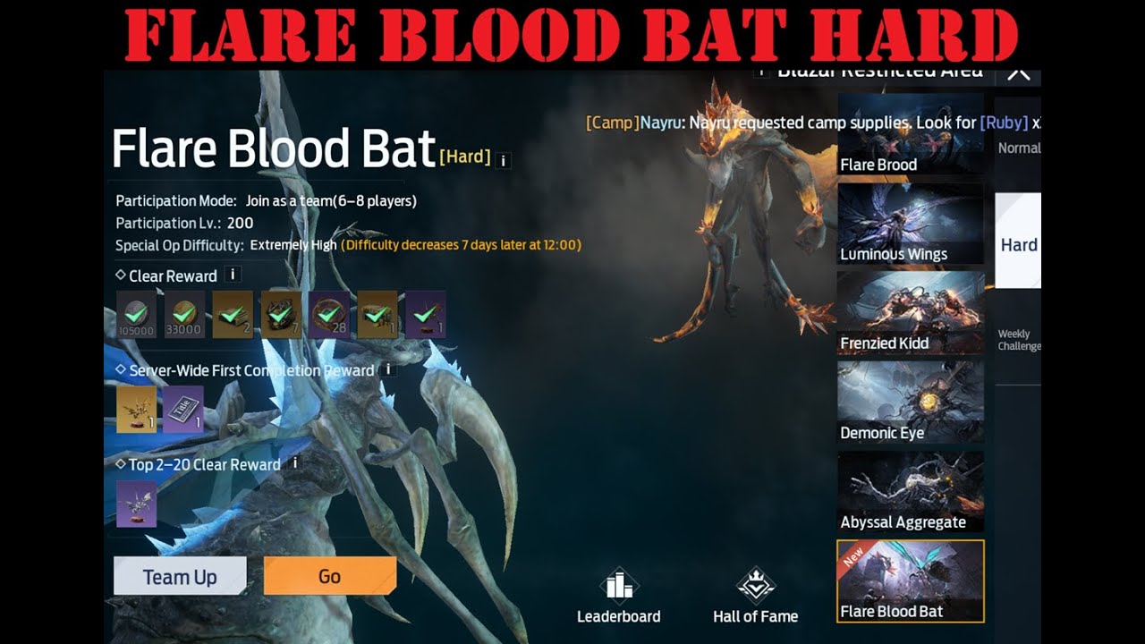 Flare Blood Bat (первое прохождение на сервере NA)