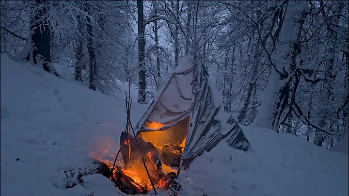 -34 °C No Tent Winter Camping Heavy Snow• Snow Storm ASMR
