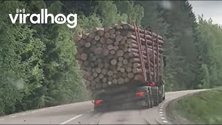 Timber Truck Lets Logs Spill Onto Road  Viralhog
