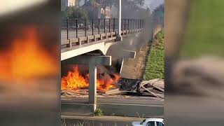 Viewer video shows immediate, fiery aftermath of Montgomery I-85 crash