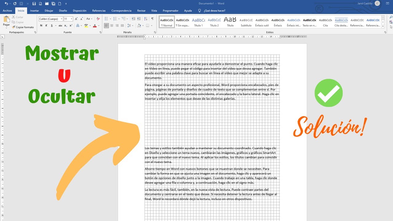 COMO MOSTRAR u OCULTAR LÍNEAS DE CUADRÍCULA EN WORD - Solución! Fácil y