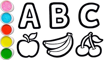 ABC Fruits Drawing, Painting and Coloring for Kids & Toddlers | Draw, Paint and Learn #210