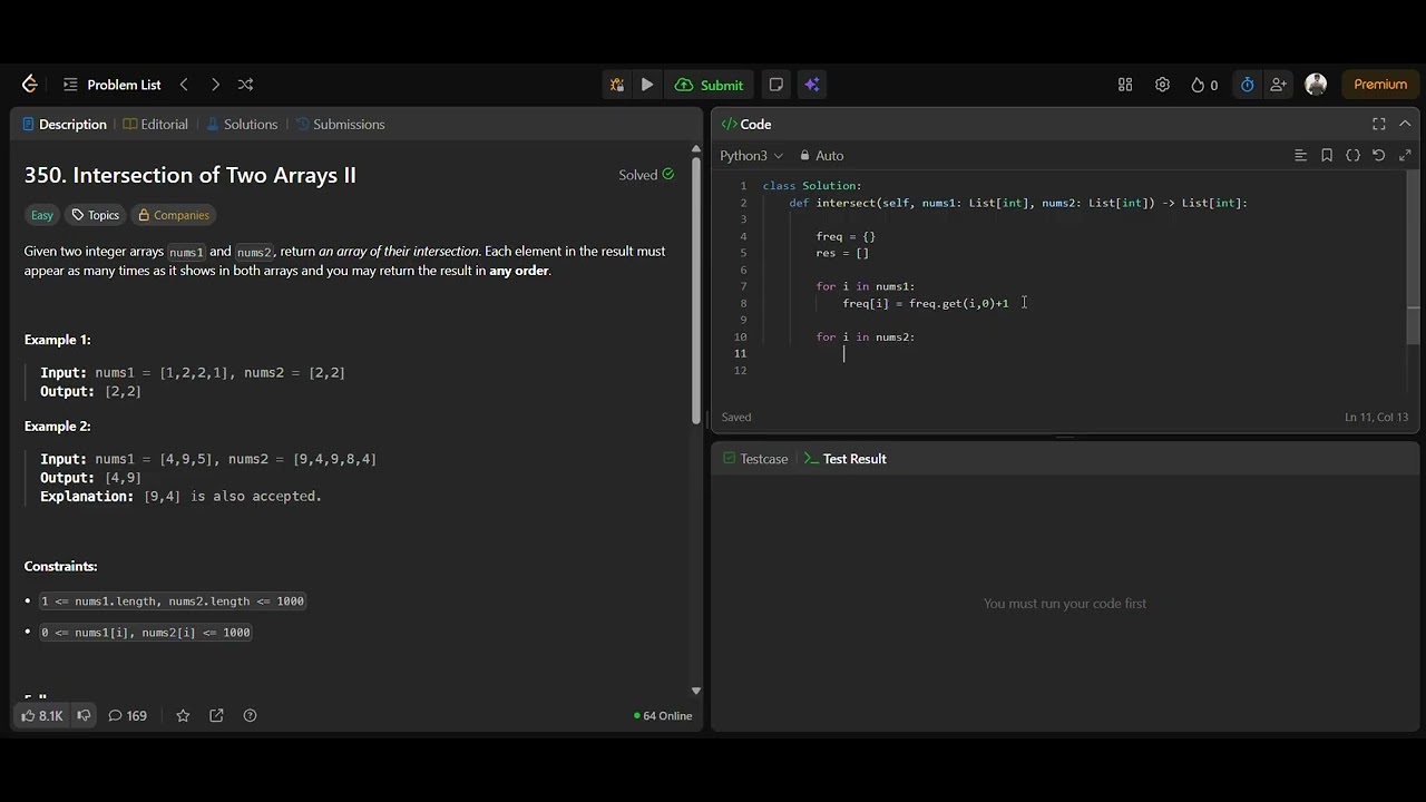 Day 5 | LeetCode 350 Intersection of Two Arrays II | Frequency Map ...
