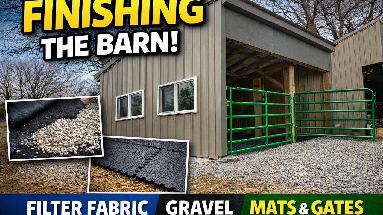 Finishing the Goat Barn Interior! Filter Fabric, Gravel Floors, Stall Mats& Gates Installed