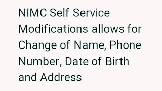 MODIFY YOUR NIN DETAILS FOR FREE #NIN #NIMC #CHANGEOFNAME