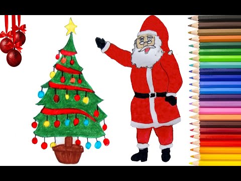 How to Draw Santa Claus and Christmas Tree Step by Step - YouTube