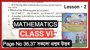 Class 6 Mathematics Lesson 2 Page 36 and 37 Question Answer Assam// Class 6 Maths Chapter 2 SCERT