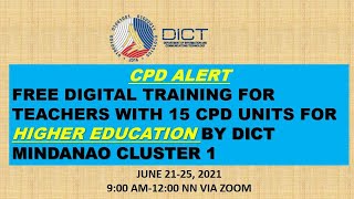 CPD Alert by DICT. Free training for teachers in Higher Education with 15 CPD units
