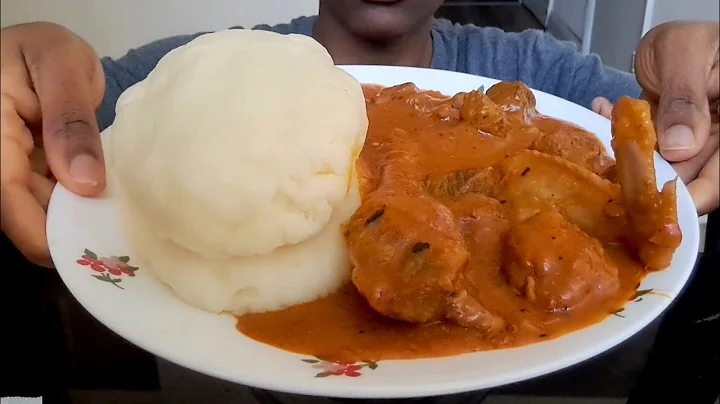 ASMR  POUNDED YAM FUFU AND OGBONO SOUP AFRICAN FOOD MUKBANG/ NIGERIAN FOOD MUKBANG